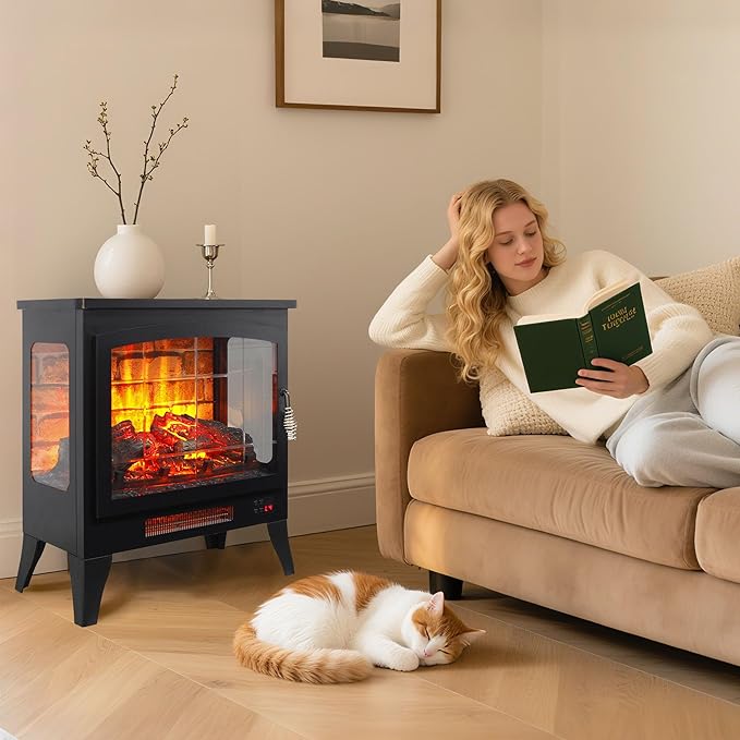 21" Electric Fireplace Stove Heater, Freestanding Electric Fireplace - Image 9