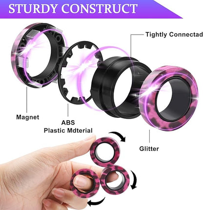 Cevioce 9Pcs Magnetic Rings Fidget Toy Set, ADHD Anxiety Magnetic Fidget Toys - Image 2