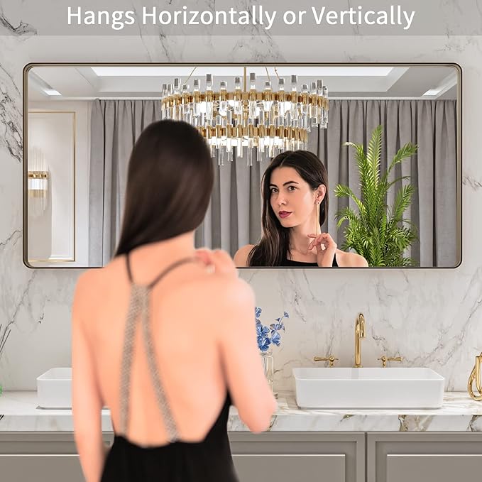 LOAAO 60”X28” Bronze Bathroom Mirrors - Image 2