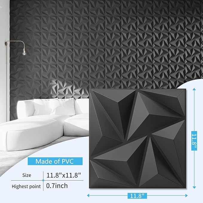 Art3d 3D Wall Panels 100 Pack, 11.8" x 11.8" PVC Wall Panels - Image 2