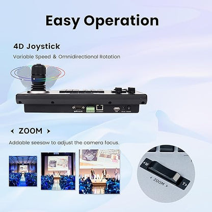 iuZee PTZ Camera Controller 4D Joystick PoE IP PTZ Keyboard - Image 3