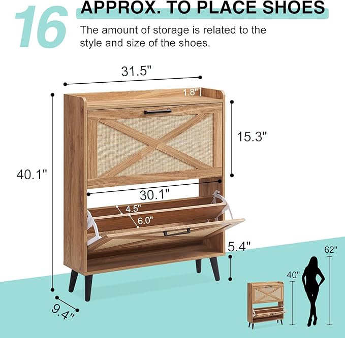 Shoe Storage Cabinet, Boho Shoe Organizer - Image 2