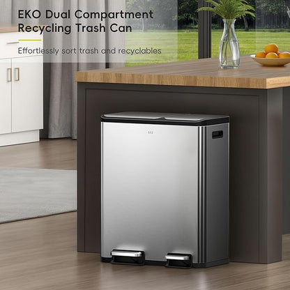 EKO EcoCasa Stainless Steel Dual Step Trash Can - Image 3