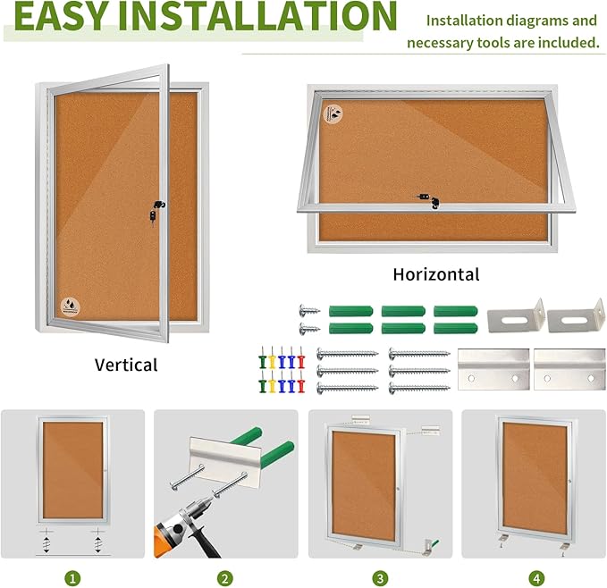 Lockable Outdoor Enclosed Bulletin Board, Weatherproof Cork Noticeboard - Image 5