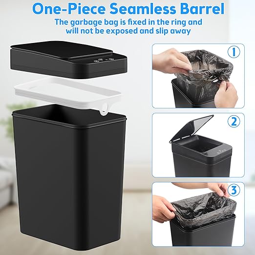 Bathroom Trash Can with Lid, 2 Pack 4 & 2.2 Gallon Automatic Touchless Garbage - Image 6
