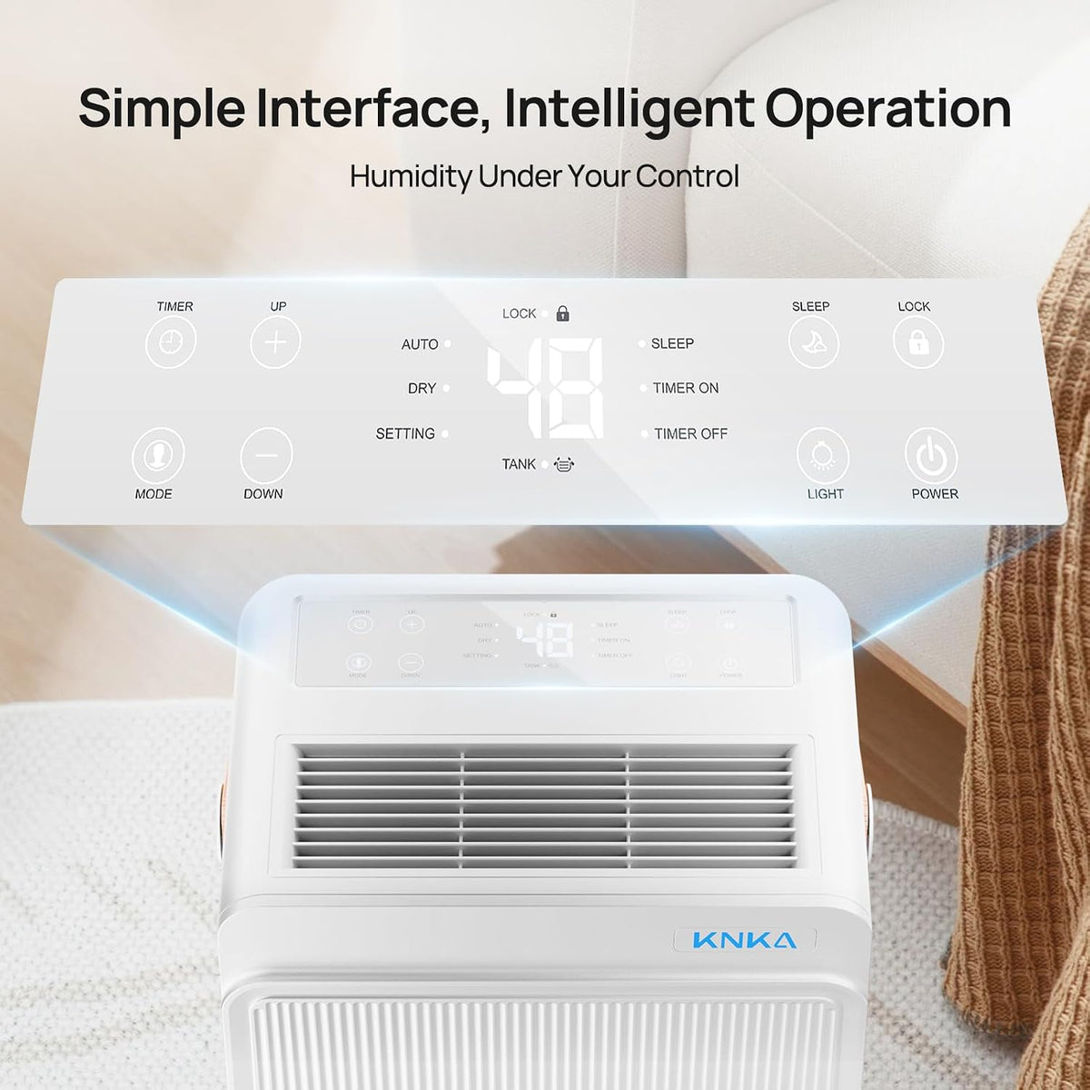 knka energy star 5500 sq.ft dehumidifier for basement, close-up detail