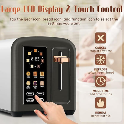 SEEDEEM Toaster 2 Slice with Touch Screen, Faster Heating Speed, 7 Shade Setting - Image 2