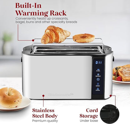 Elite Gourmet ECT5322 Long Slot 4 Slice Toaster, Countdown Timer, Bagel - Image 7