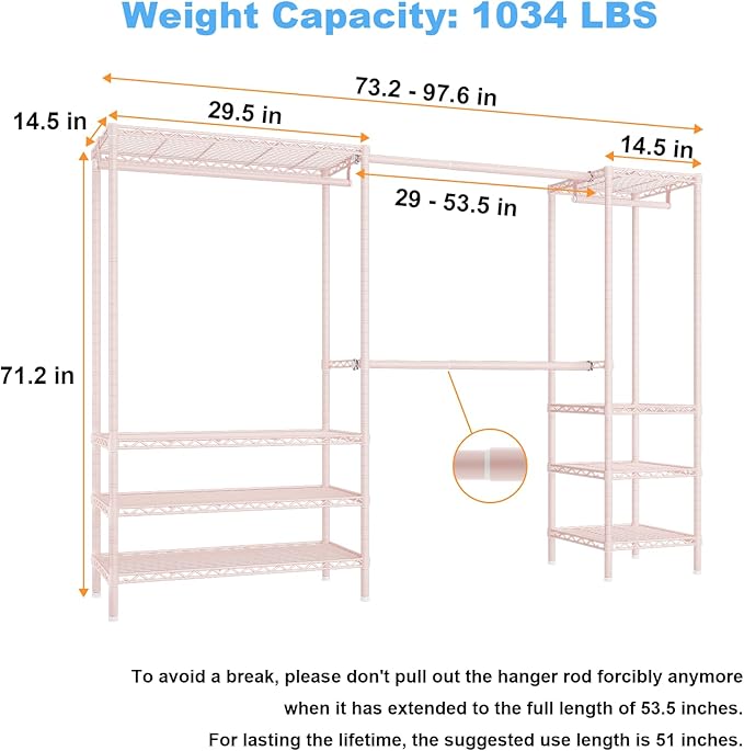 Ulif E11 Heavy-Duty Garment Rack, Metal Freestanding Clothes Rack and Closet - Image 5