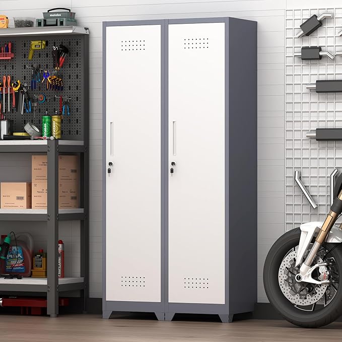 GREATMEET Slim Locking Metal Garage Storage Cabinet, Tall Steel Narrow Broom - Image 6