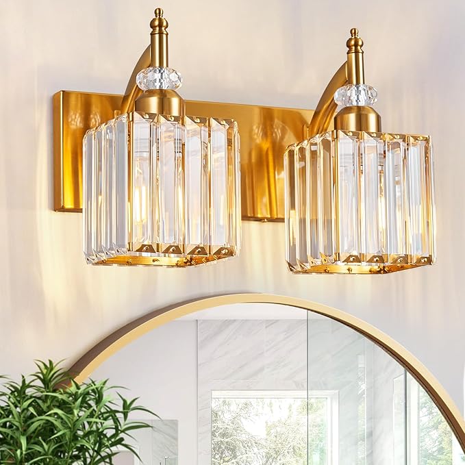 BBLLWJ Modern Bathroom Vanity Light 2-Light Gold Crystal Light Fixtures Over - Image 7