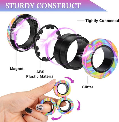 Cevioce 3Pcs Magnetic Rings Fidget Toy Set, Idea ADHD Anxiety Magnetic Fidget - Image 2