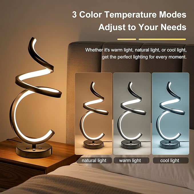 RGB Spiral LED Table Lamp, Dimmable Creative Bedside Lamp, Modern Color - Image 5