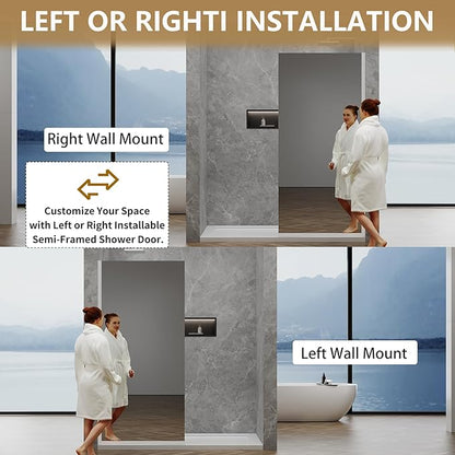 36"x76" Fixed Glass Shower Door, Single Mirror Privacy 3/8" Thick Tempered Glass - Image 6