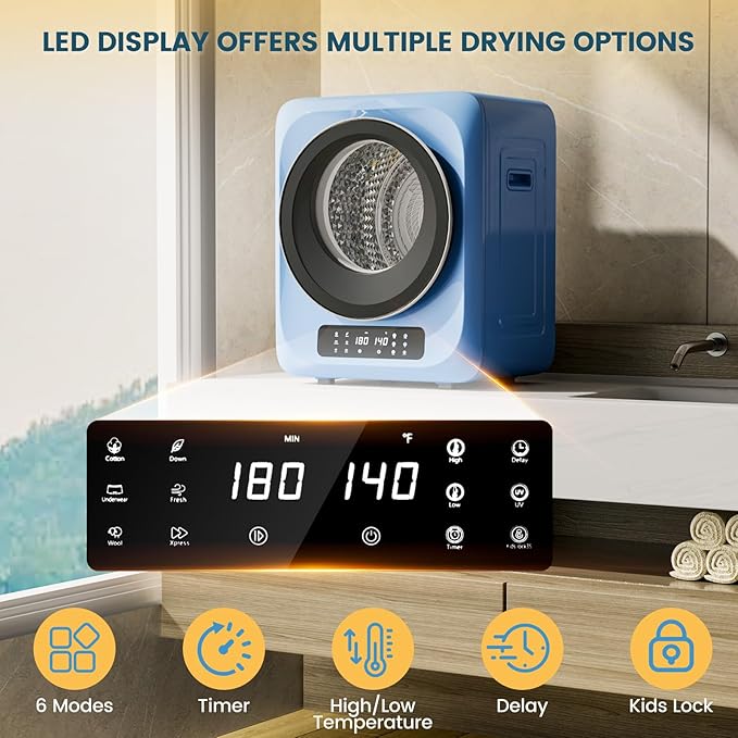 Zynkez 12Lbs Portable Clothes Dryer, 850W Compact Laundry Dryer - Image 3