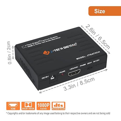 J-Tech Digital Premium Quality 1080P HDMI To HDMI + Audio Audio Extractor - Image 2