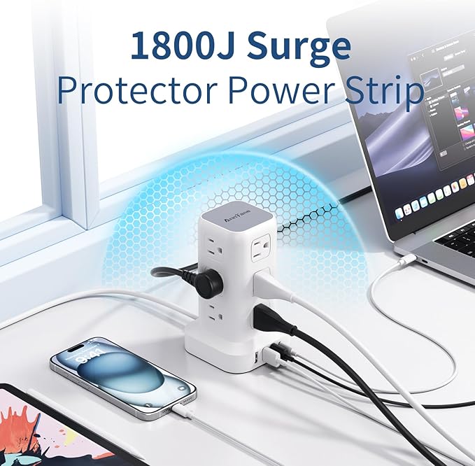 AnnTane Surge Protector Power Strip 6.5 FT Cord, Power Strip Tower - Image 3