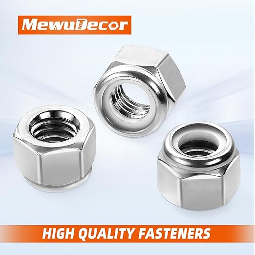 MewuDecor #10 32 Nylon Insert Hex Lock Nuts Locknuts, 304 Stainless Steel 18-8 - Image 3