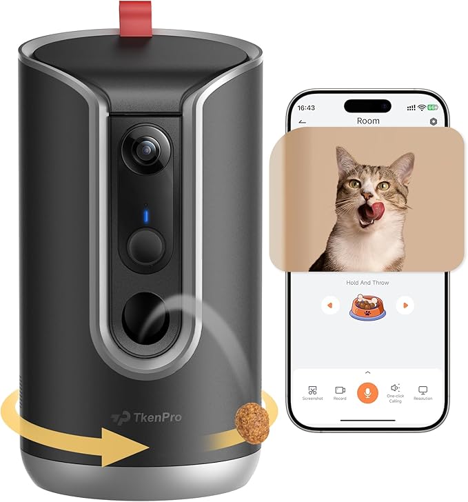 2K Pet Camera Treat Dispenser, AI Photo Album, Dog Camera by TKENPROPetTreatCamera