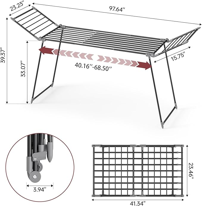 APEXCHASER Clothes Drying Rack Foldable, Large Drying Rack - Image 2