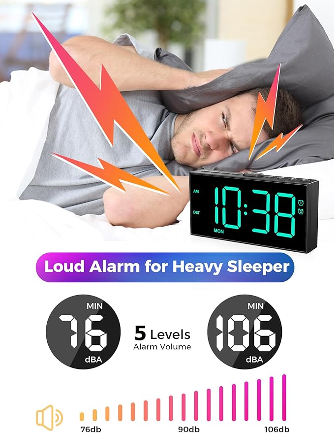 PPLEE RGB Digital Alarm Clock for Bedrooms - Image 6