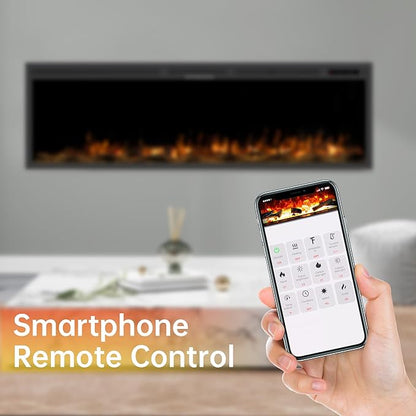 60" Electric Fireplace, Ultra-Thin Recessed/Wall Mounted Electric Fireplace - Image 5