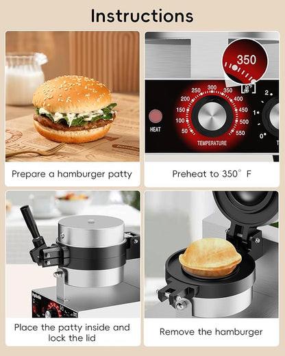 Ufo Burger Maker Machine, 110V Electric Ufo Sandwich Maker w/Adjustable - Image 3