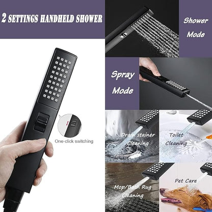 10" High Pressure Square Rainfall Shower Head and 2-in-1 Hand Shower, Rainfall - Image 2
