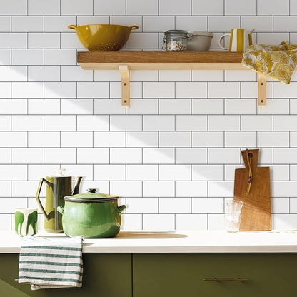 Vamos Tile 100-Piece Glossy Pure White Peel and Stick Backsplash Tile, Stick on - Image 4