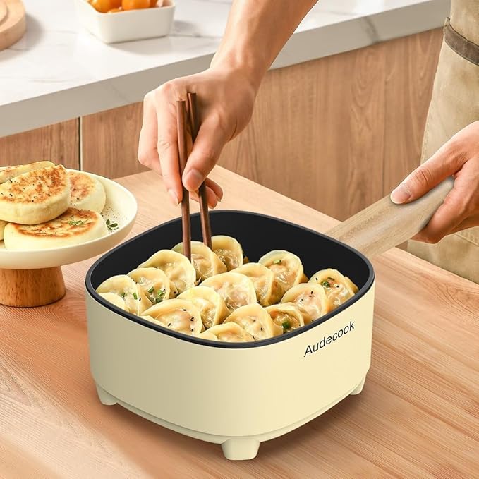 Audecook Hot Pot Electric 2L, Cermic Glaze Non-Stick Frying Pan 8 Inch - Image 6