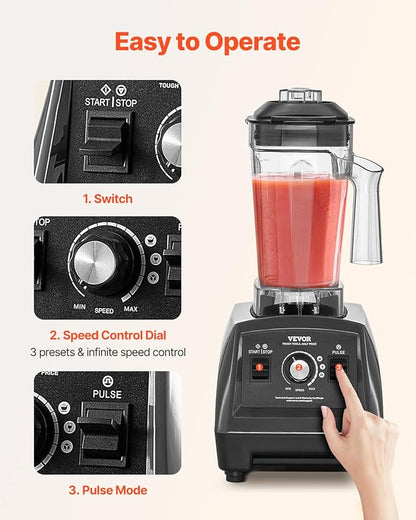 VEVOR Blender for Smoothies, 61 oz 1400W, Professional Blender - Image 5