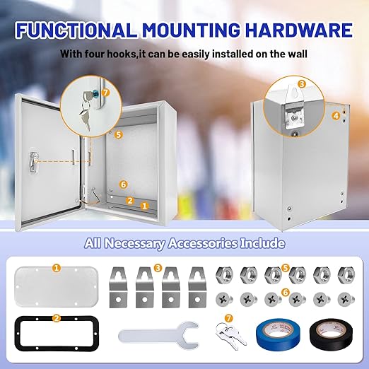 Outdoor Electrical Box 20 x 16x 8''D NEMA 4X Enclosure Steel Box, Waterproof & - Image 5