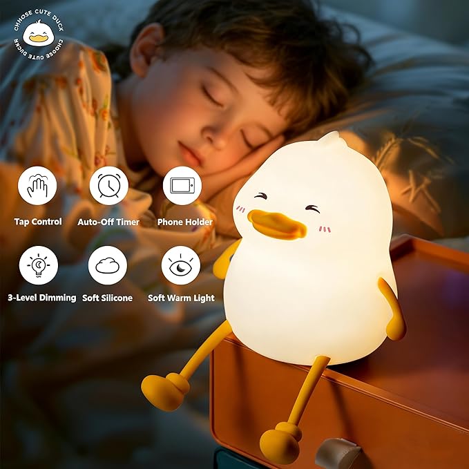 Duck Night Light for Kids, Cute Benson Ducks Gifts, Squishy Touch Silicone - Image 5