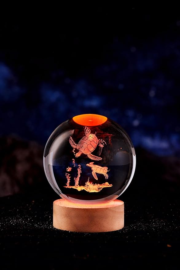 sea Turtle Crystal Ball Lamp, Lifelike 3D Turtle Night Light, 16 Colors - Image 8