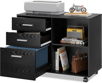 DEVAISE 3 Drawer Mobile File Cabinet, Wood Lateral Filing Cabinet, Printer Stand by DEVAISE