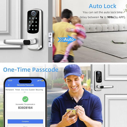 Smart Door Lock with Handle, Keyless Entry Door Locks, 8-in-1 Fingerprint - Image 4