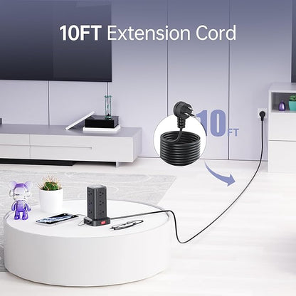 Surge Protector Power Strip Tower, 10FT Extension Cord - Image 5
