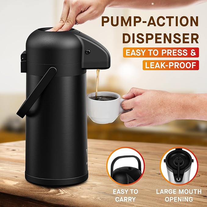 Airpot Coffee Carafe for Keeping Hot - 85 OZ/ 2.5L Coffee Dispenser - Insulated - Image 3