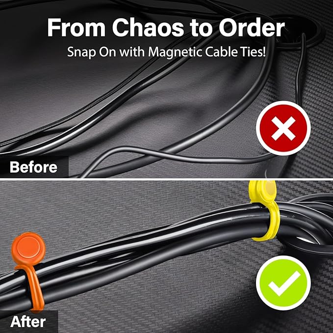 30-Pack Magnetic Cable Ties – Snap-On Silicone Magnetic Cord Ties - Image 5