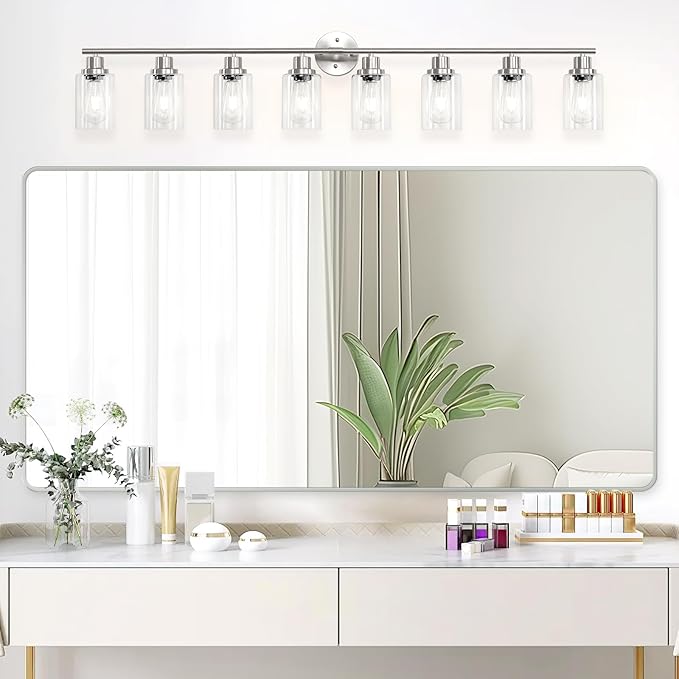 Guliaofo 8-Light Brushed Nickel Vanity Lights, Modern Bathroom Light Fixtures - Image 7