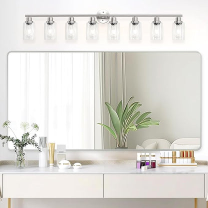 Guliaofo 8-Light Brushed Nickel Vanity Lights, Modern Bathroom Light Fixtures - Image 7