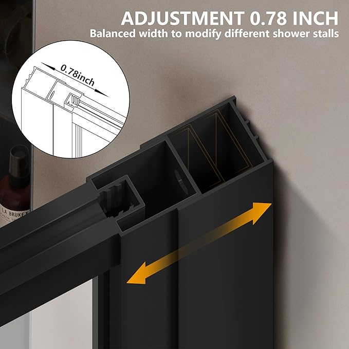 Shower Framed Glass Panel, 5/16" Tempered Glass Shower Door, Fit - Image 4