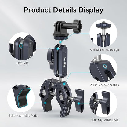 SMALLRIG Camera Mount Clamp, Ballhead Magic Arm and Adapter - Image 4