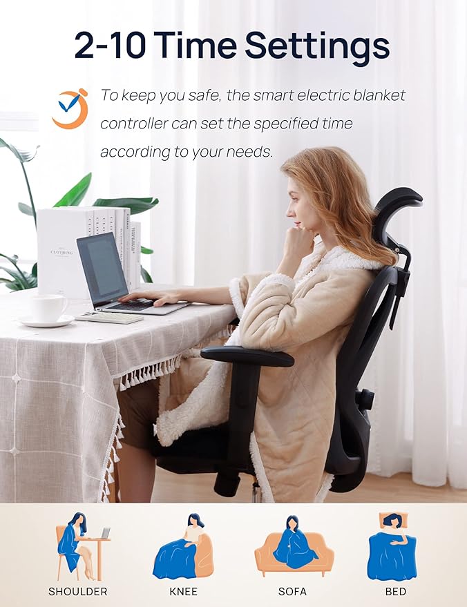 Westinghouse Wearable Heated Throw Blanket, Electric Heated Wrap Poncho Shawl - Image 4