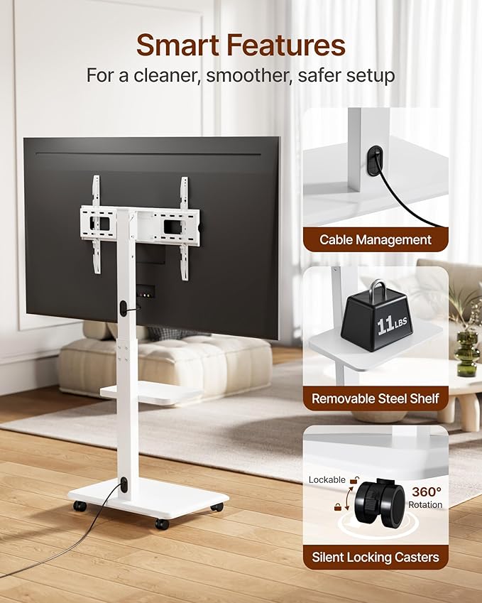 ECOTINY Steel Base Rolling TV Stand - Image 4