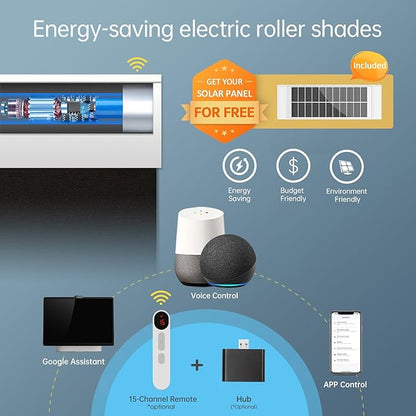 DENFOON Motorized Blackout Shades, Thermal Polyester, Solar Powered, - Image 2