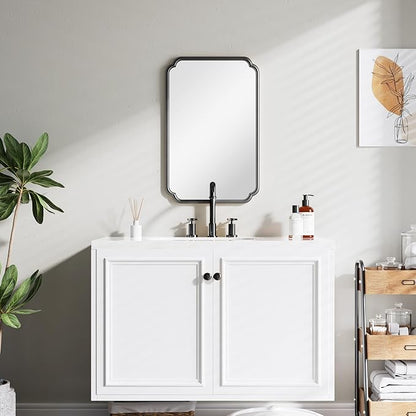 22x34 Inch Black Bathroom Mirror, Metal Framed Wall Mirror - Image 2