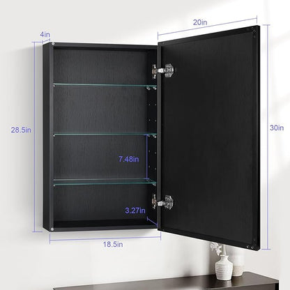 Medicine Cabinet with Mirror, 20x30 Inch Rectangle Wall Mounted Bathroom Vanity - Image 2