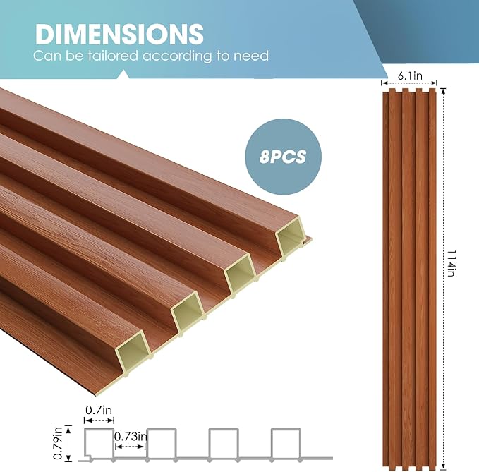 OUZUGIE WPC Acoustic Slat Wall Paneling, Living Room, TV Background, Study Room - Image 3