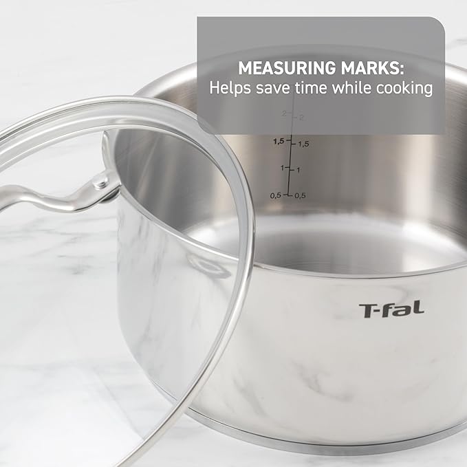 T-fal Stainless Steel Cookware Set, 11 Piece, Induction Cookware, Oven Safe to - Image 4